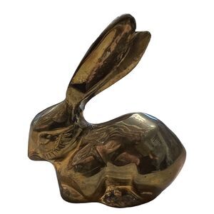 Vintage Brass  Sitting Bunny Rabbit Figurine Shelf‎ Sitter 3.5" x 3.5"